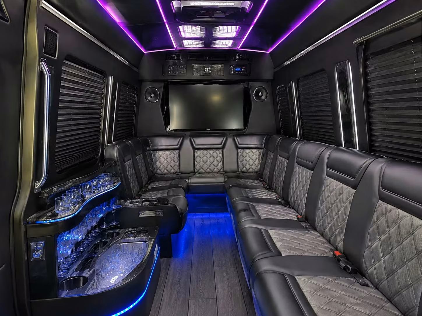 a sprinter van or minibus works perfectly for smaller downey prom groups